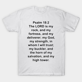 (Psalm 18:2 KJV) King James Version Bible Verse Typography T-Shirt